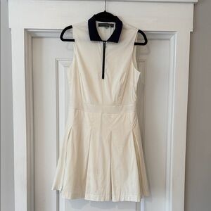 G/FORE Cream Zip-Front Dress with Navy & Purple-Trim Collar